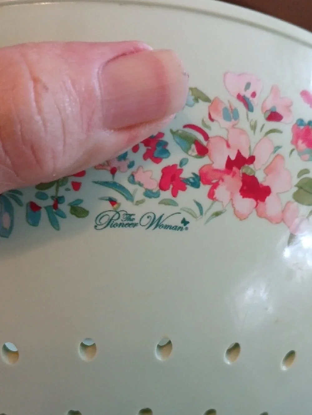 The Pioneer Woman Mint Green Floral Colander